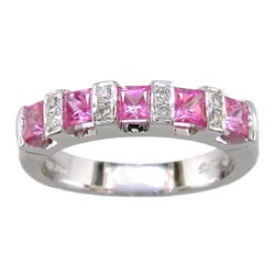 L0040 18KW Pink Sapphire and Diamond Band
