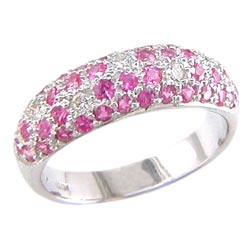 L0044 18KW Pink Sapphire and Diamond Band