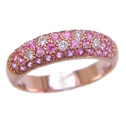 L0044 18KR Pink Sapphire and Diamond Band