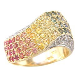 L0050 18KT Rainbow Sapphire and Diamond Ring