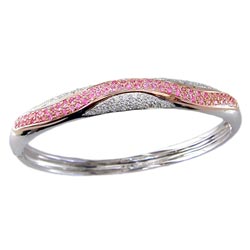 B0052 18KW/KR Pink Sapphire & Diamond Bangle