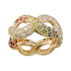 L0054 18KT Rainbow Sapphire and Diamond Ring