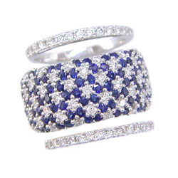 L0056 18KW Sapphire and Diamond 3 Piece Band Set