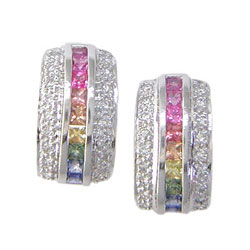 E0078 18KW Fancy Sapphire and Diamond Earrings