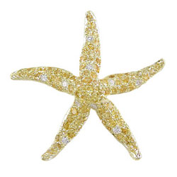 P0091 18KT Yellow Sapphire & Diamond Starfish Brooch/Pendant