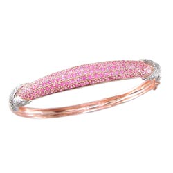 B0095 18KR/KW Pink Sapphire & Diamond Bangle