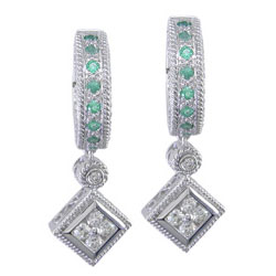 E1079 18KW Brazilian Paraiba and Diamond Earrings