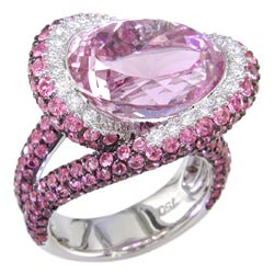 L1085 18KW Kunzite, Pink Sapphire, and Diamond Ring