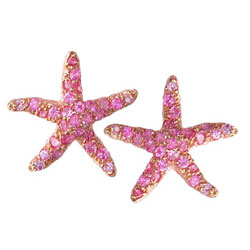 E0109 18KW Pink Sapphire Starfish Earrings