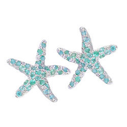 E0109 18KW Brazilian Paraiba Starfish Earrings