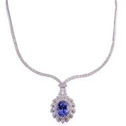N1154 18KW Sapphire & Diamond Necklace