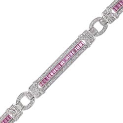 B0117 18KW Pink Sapphire & Diamond Bracelet
