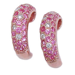 E0121 18KR Pink Sapphire and Diamond Earrings