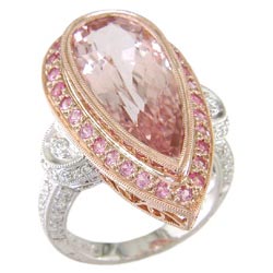 L1210 18KW/KR Pink Beryl, Pink Sapphire, and Diamond Ring