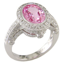 L1249 18KW Pink Sapphire & Diamond Ring