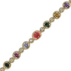 B1273 18KT Assorted Sapphire & Diamond Bracelet