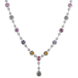 N1273 18KW Assorted Sapphire & Diamond Necklace