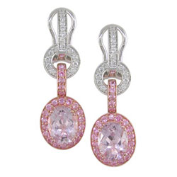 E1360 18KW/KR Kunzite, Pink Sapphire, and Diamond Earrings