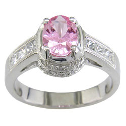 L0137 18KW Pink Sapphire & Diamond Ring