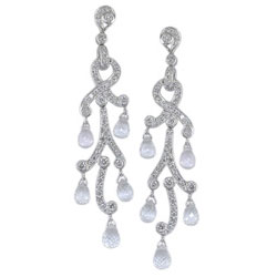 E1421 18KW White Sapphire and Diamond Earrings