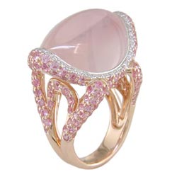 L1436 18KR Quartz, Pink Sapphire, and Diamond Ring