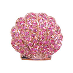 P0145 18KR Pink Sapphire Clamshell Brooch