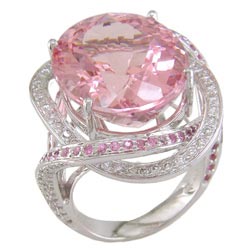 L1525 18KW Morganite, Pink Sapphire, and Diamond Ring