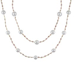 N1601 18KT Pink Sapphire and Pearl Necklace