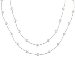 N1606 18KW Pearl & White Sapphire Necklace