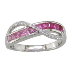 L1633 18KW Pink Sapphire & Diamond Band