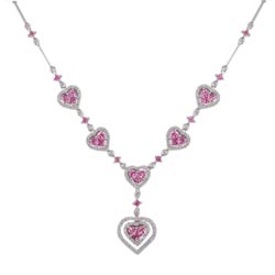 N1791 18KW Pink Sapphire and Diamond Necklace