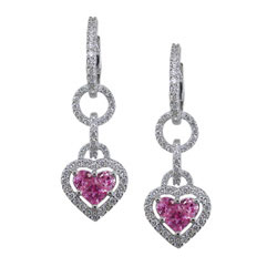 E1811 18KW Pink Sapphire and Diamond Earrings