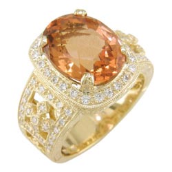 L1813 18KT Peach Tourmaline and Diamond Ring