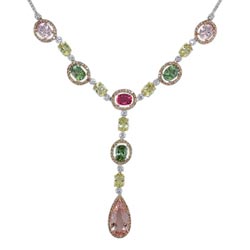 N1852 18K Assorted Semi-precious, Sapphire & Diamond Necklace