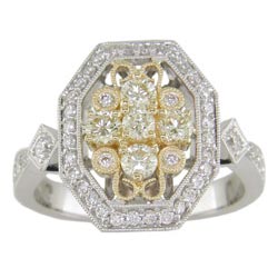 L1923 18KT/KW Yellow & White Diamond Ring