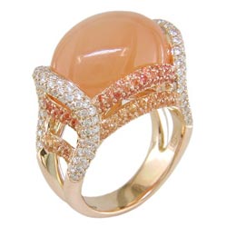 L1926 18KR Moonstone, Orange Sapphire, and Diamond Ring