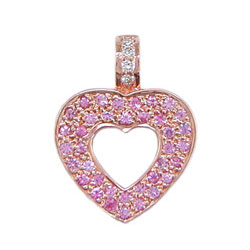 P0193 18KR Pink Sapphire & Diamond Heart Pendant