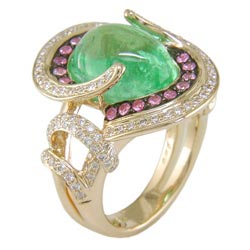 L1971 18KT Mozambique Paraiba, Pink Sapphire, & Diamond Ring