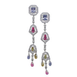 E1976 18KW Assorted Sapphire and Diamond Earrings