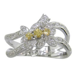 L1999 18KW Yellow Sapphire & Diamond Ring
