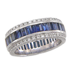 L0202 18KW Sapphire and Diamond Eternity Band