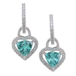 E2044 18KW Mozambique Paraiba and Diamond Earrings