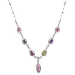 N2082 18KW Assorted Sapphire and Diamond Necklace