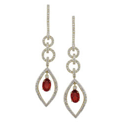 E2090 18KT Sunstone & Diamond Earrings