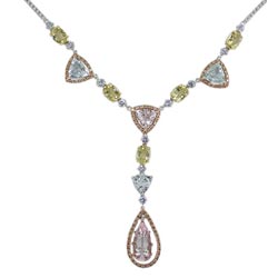 N2198 18K Assorted Semi-Precious, Sapphire and Diamond Necklace
