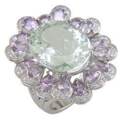 L2278 18KW Green & Purple Amethyst and Diamond Ring