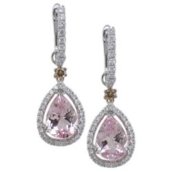 E2285 18KW/KR Morganite & Diamond Earrings