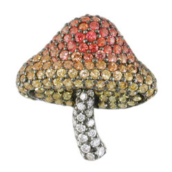 P2297 18KW Assorted Sapphire & Diamond Mushroom Pendant