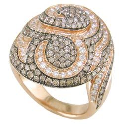 L2314 18KR White and Champagne Diamond Ring
