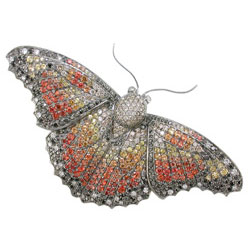 P2324 18KW Assorted Sapphire & Diamond Butterfly Broach